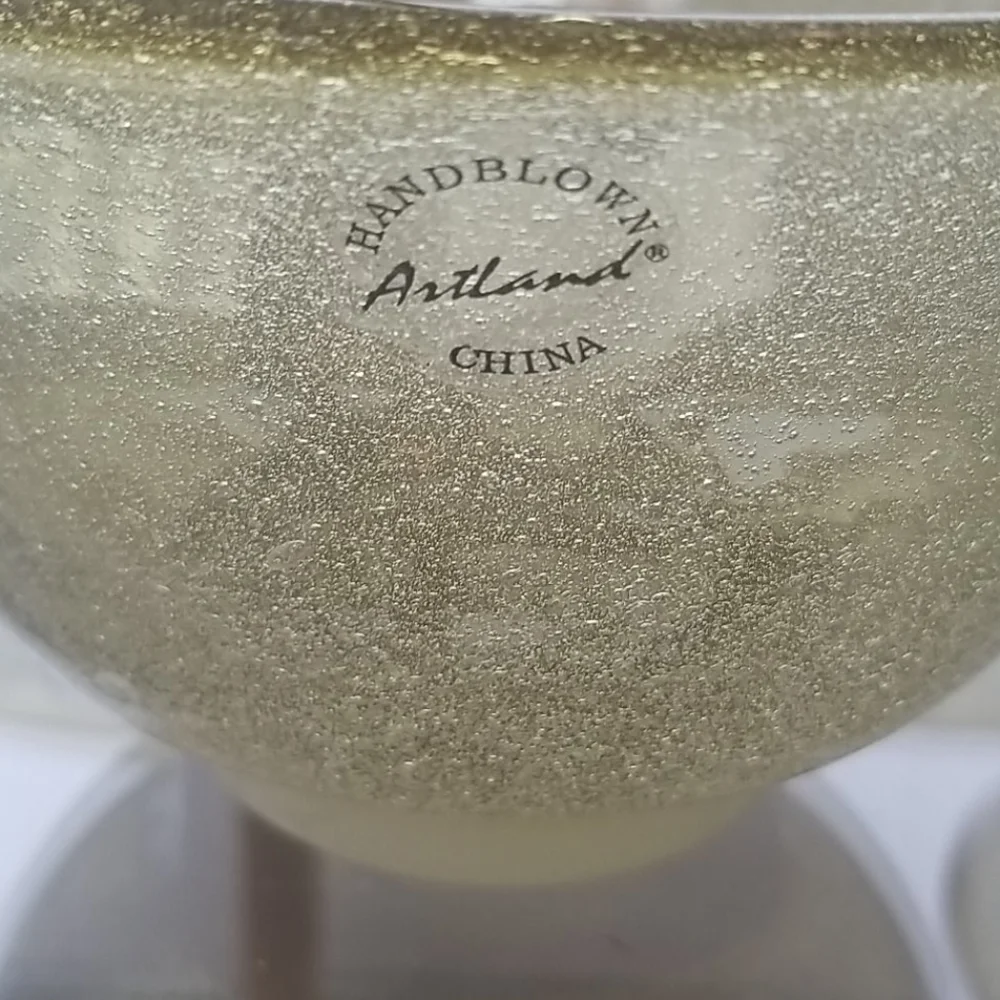 Green handblown glass bowls, set of 4